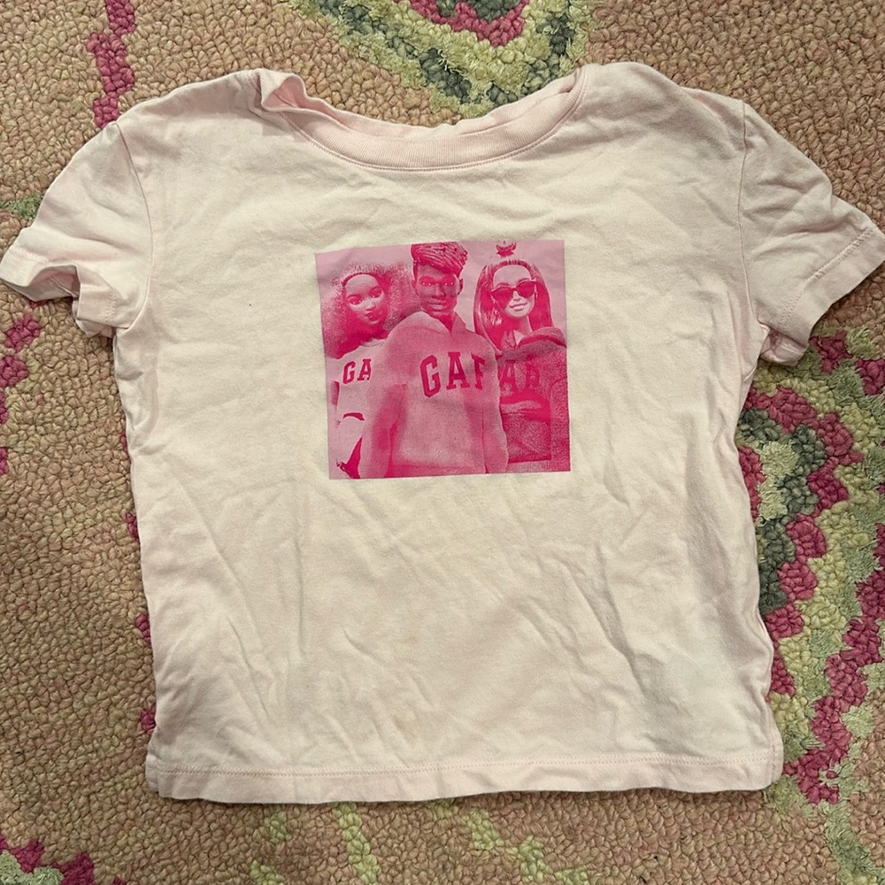 Barbie Gap Colab. Baby pink t shirt with graphic .  Size 6/7